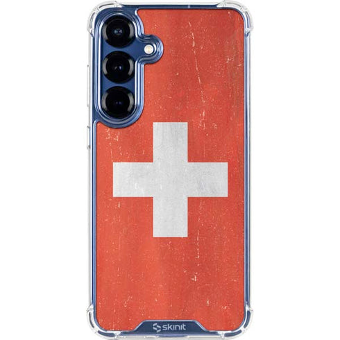 Switzerland Flag Distressed Galaxy S25 Clear Case
